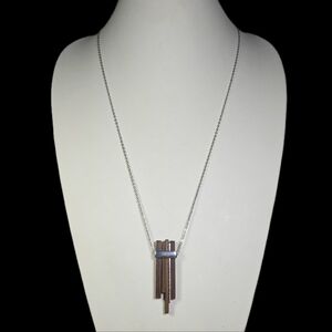 Paparazzi Silver Necklace with Brown Pendant Wood Long